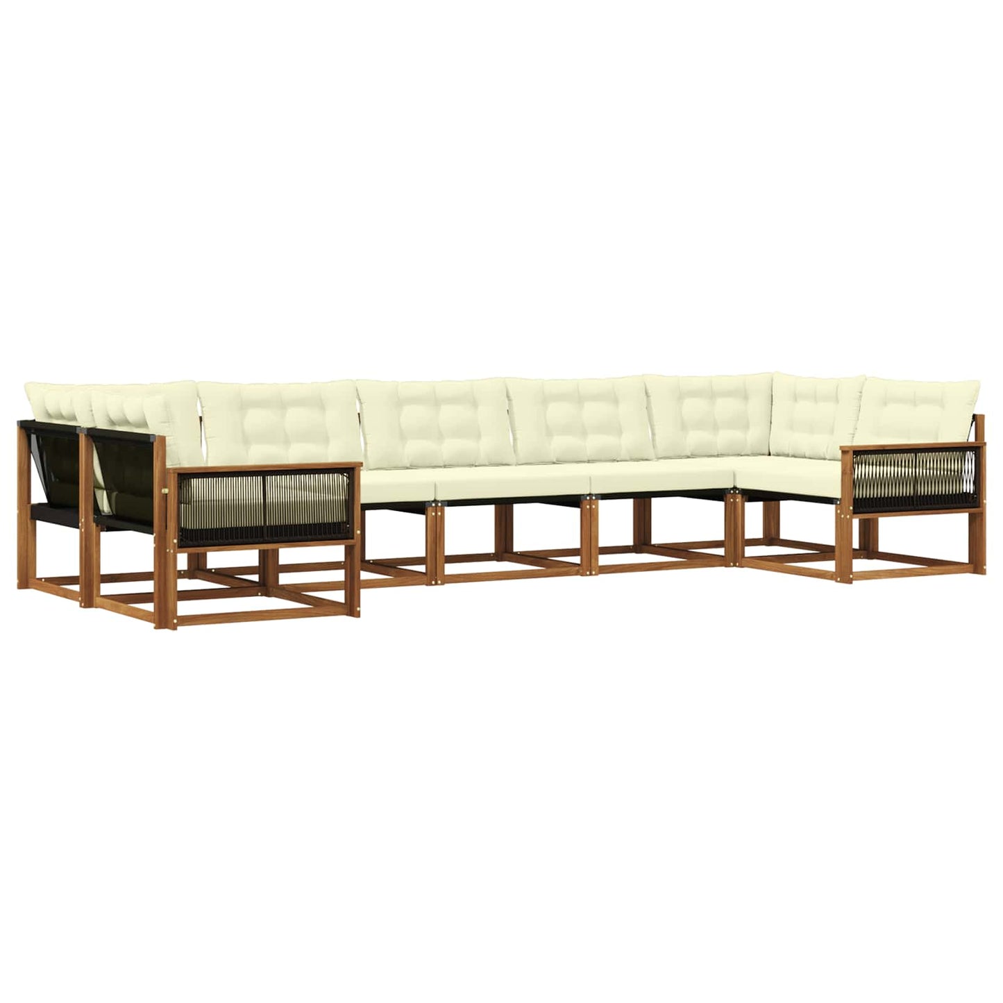 Set di divani da esterno con cuscino 7 pcs Naturale e Crema | homemem39