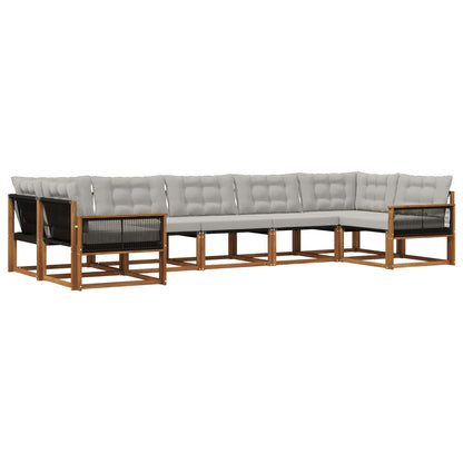 Set di divani da esterno 7 pcs Naturale e Grigio Chiaro | homemem39