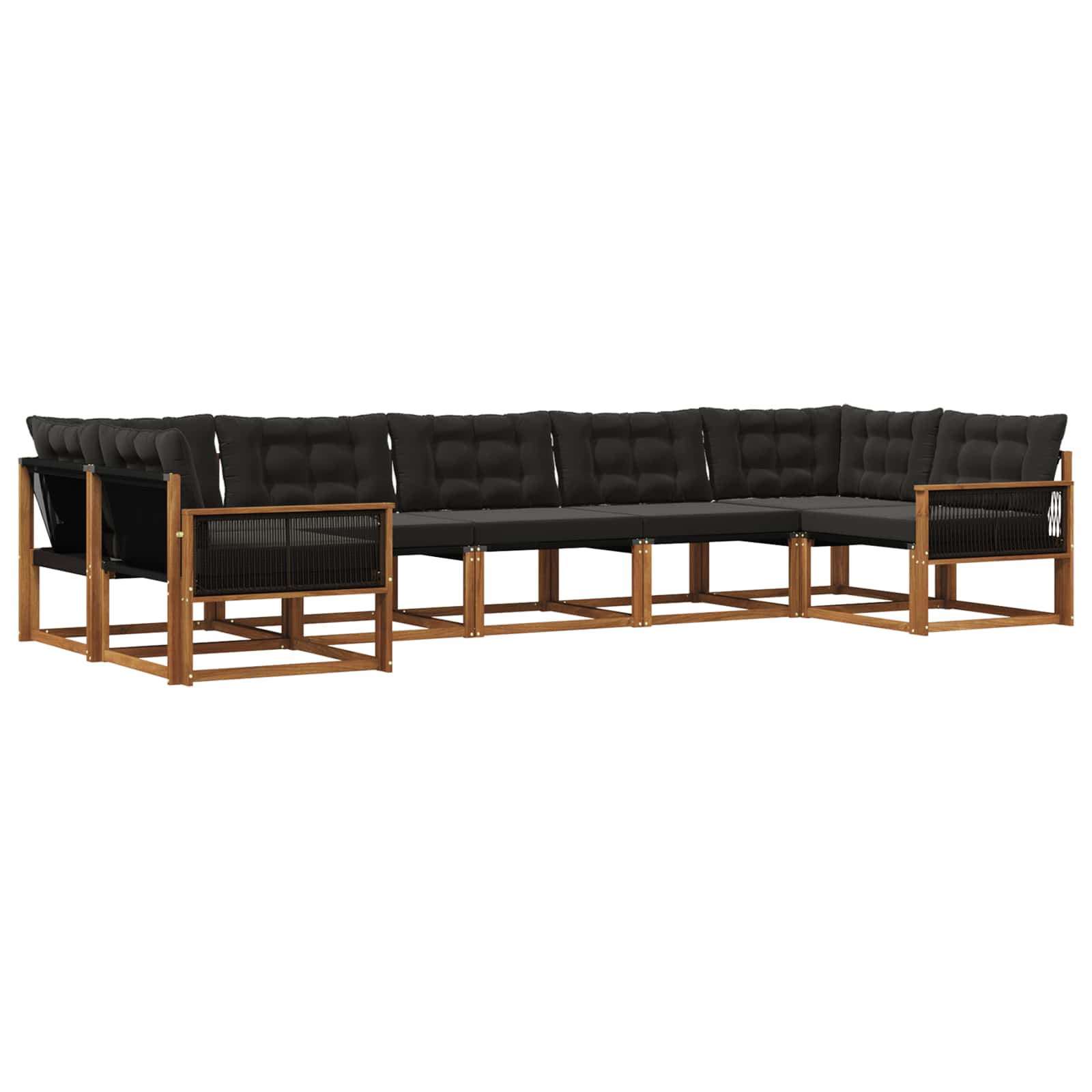 Set di divani da esterno con cuscino 7 pcs Naturale e Nero | homemem39