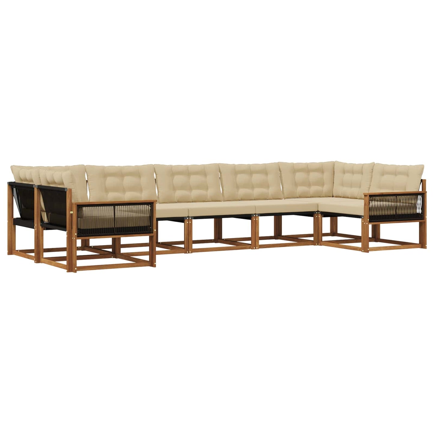 Set di divani da esterno con cuscino 7 pcs Naturale e Beige | homemem39