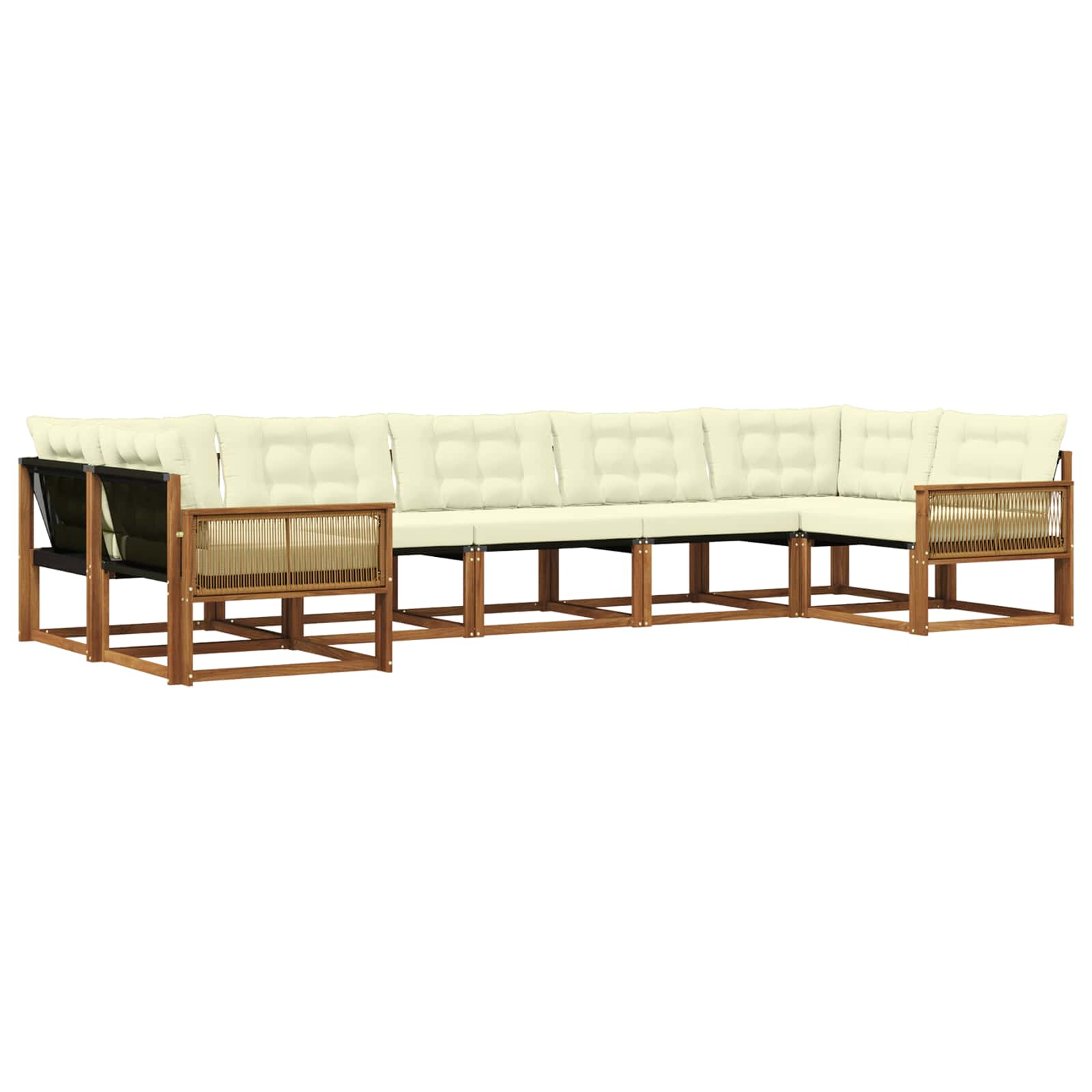 Set di divani da esterno con cuscino 7 pcs Naturale e Crema | homemem39