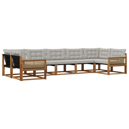 Set di divani da esterno 7 pcs Naturale e Grigio Chiaro | homemem39