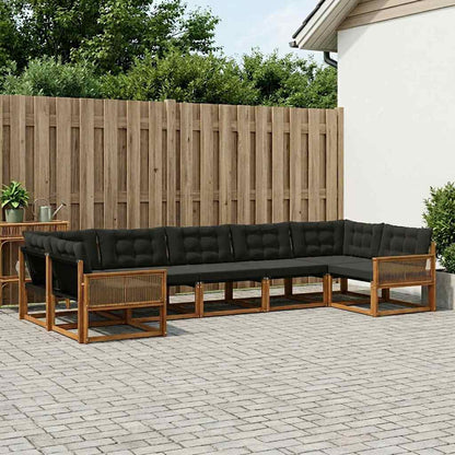 Set di divani da esterno con cuscino 7 pcs Naturale e Nero | homemem39