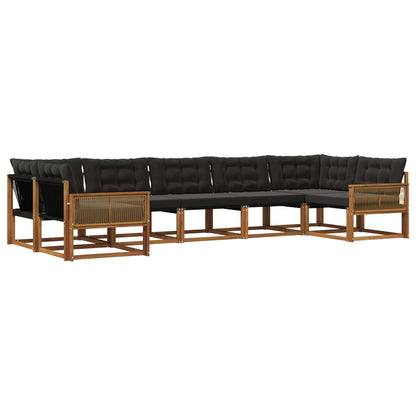 Set di divani da esterno con cuscino 7 pcs Naturale e Nero | homemem39