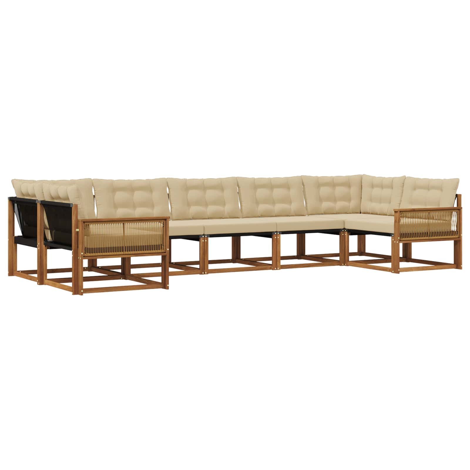 Set di divani da esterno con cuscino 7 pcs Naturale e Beige | homemem39