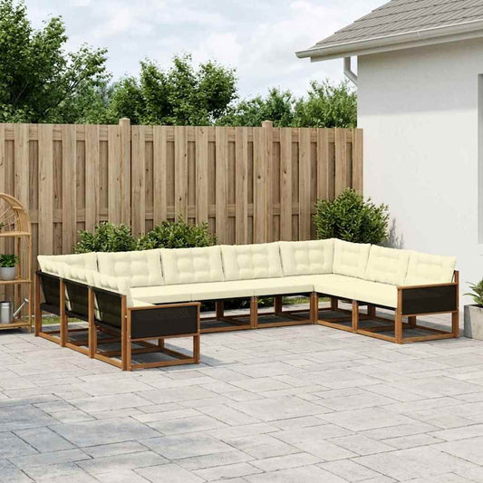 Set di divani da esterno con cuscino 9 pcs Naturale e Crema