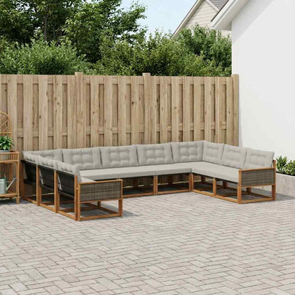Set di divani da esterno 9 pcs Naturale e Grigio Chiaro | homemem39