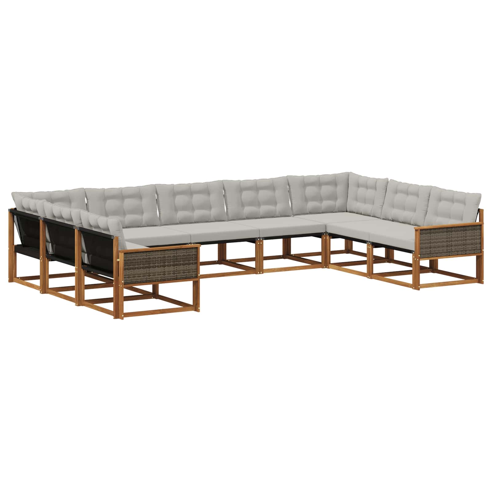 Set di divani da esterno 9 pcs Naturale e Grigio Chiaro | homemem39