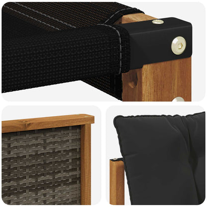 Set di divani da esterno con cuscino 9 pcs Naturale e Nero | homemem39