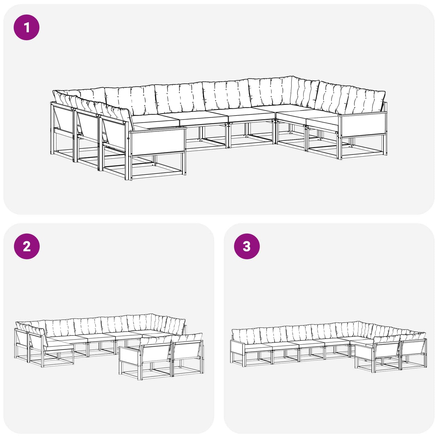 Set di divani da esterno con cuscino 9 pcs Naturale e Nero | homemem39