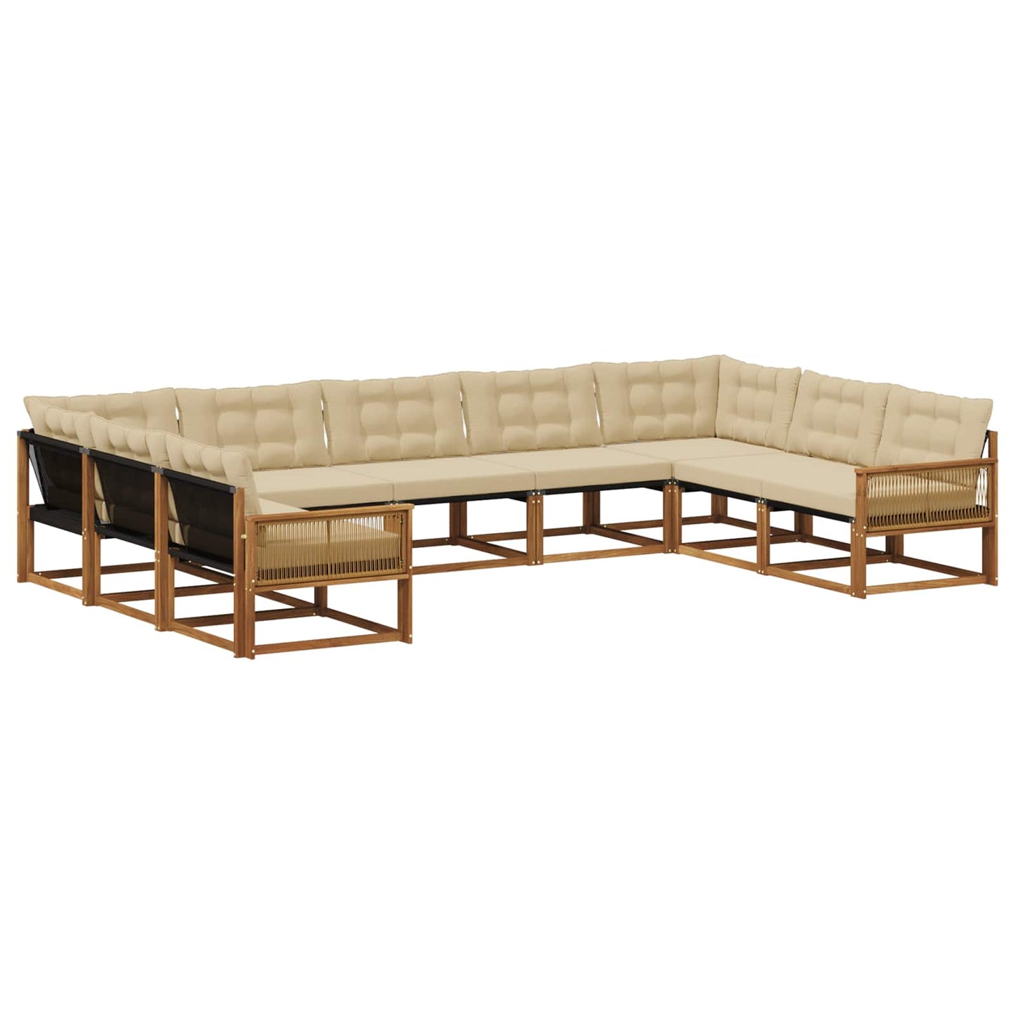 Set di divani da esterno 9 pz Naturale e Beige
