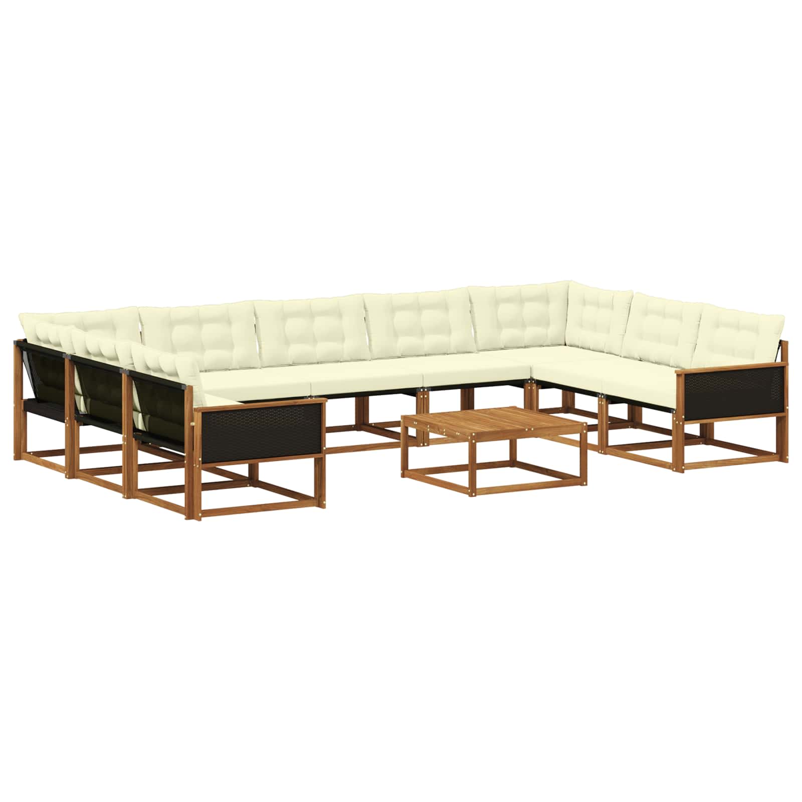 Set di divani da esterno con cuscino 10 pcs Naturale e Crema | homemem39