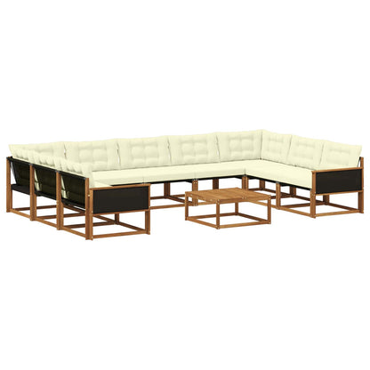 Set di divani da esterno con cuscino 10 pcs Naturale e Crema | homemem39