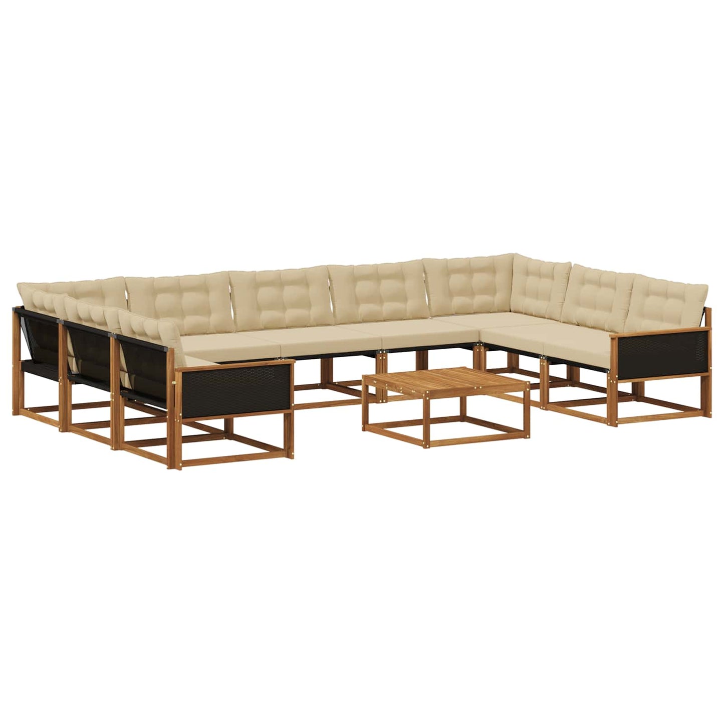 Set di divani da esterno con cuscino 10 pcs Naturale e Beige | homemem39