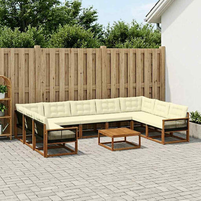 Set di divani da esterno con cuscino 10 pcs Naturale e Crema
