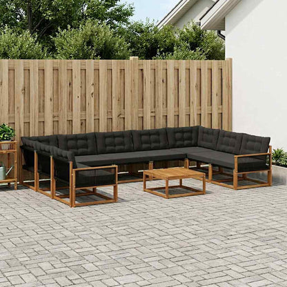 Set di divani da esterno con cuscino 10 pcs Naturale e Nero | homemem39