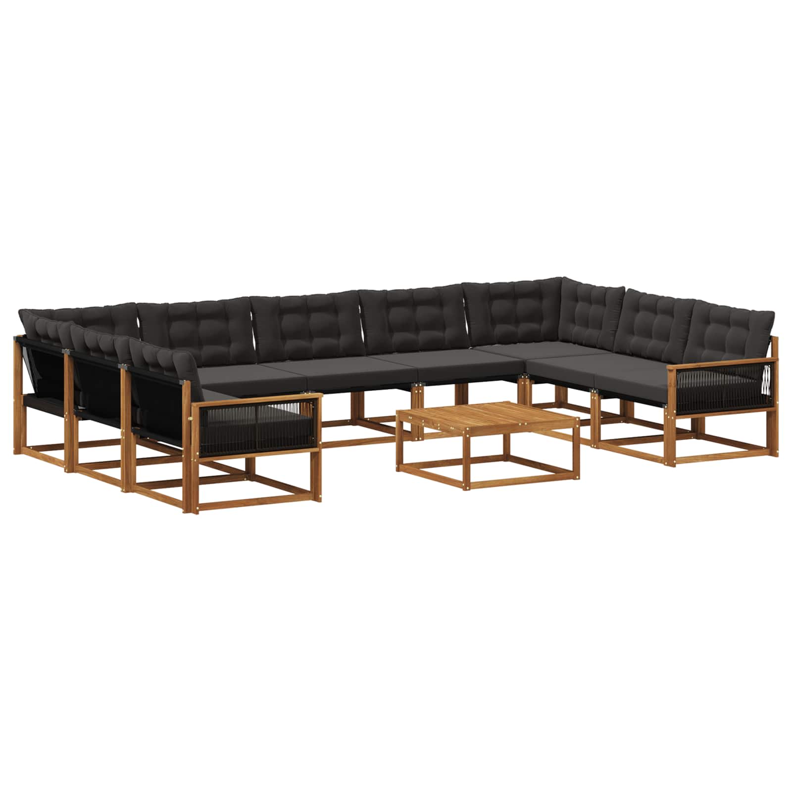 Set di divani da esterno con cuscino 10 pcs Naturale e Nero | homemem39