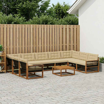 Set di divani da esterno con cuscino 10 pcs Naturale e Beige