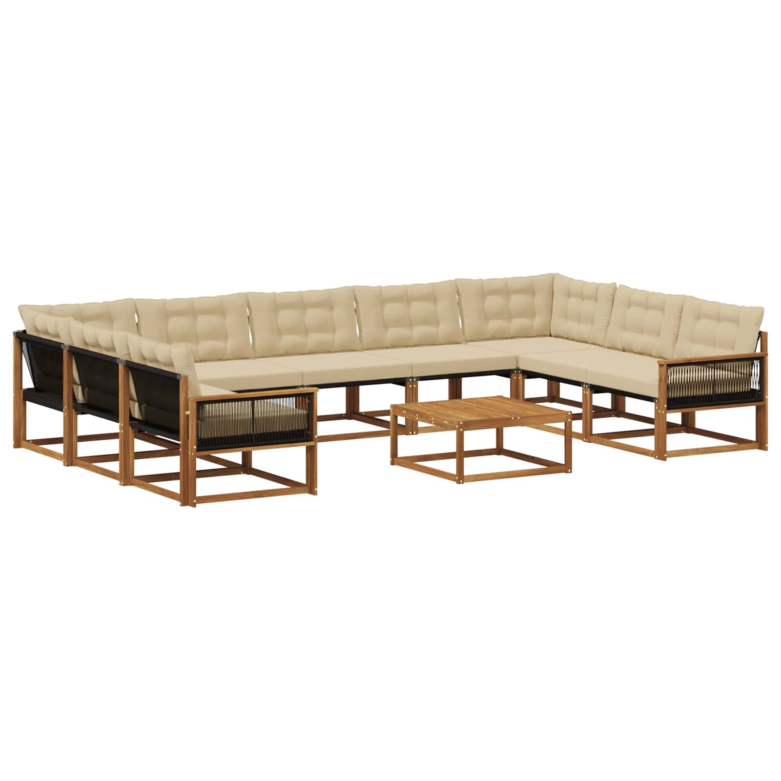 Set di divani da esterno con cuscino 10 pcs Naturale e Beige | homemem39
