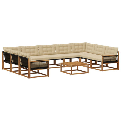 Set di divani da esterno con cuscino 10 pcs Naturale e Beige | homemem39