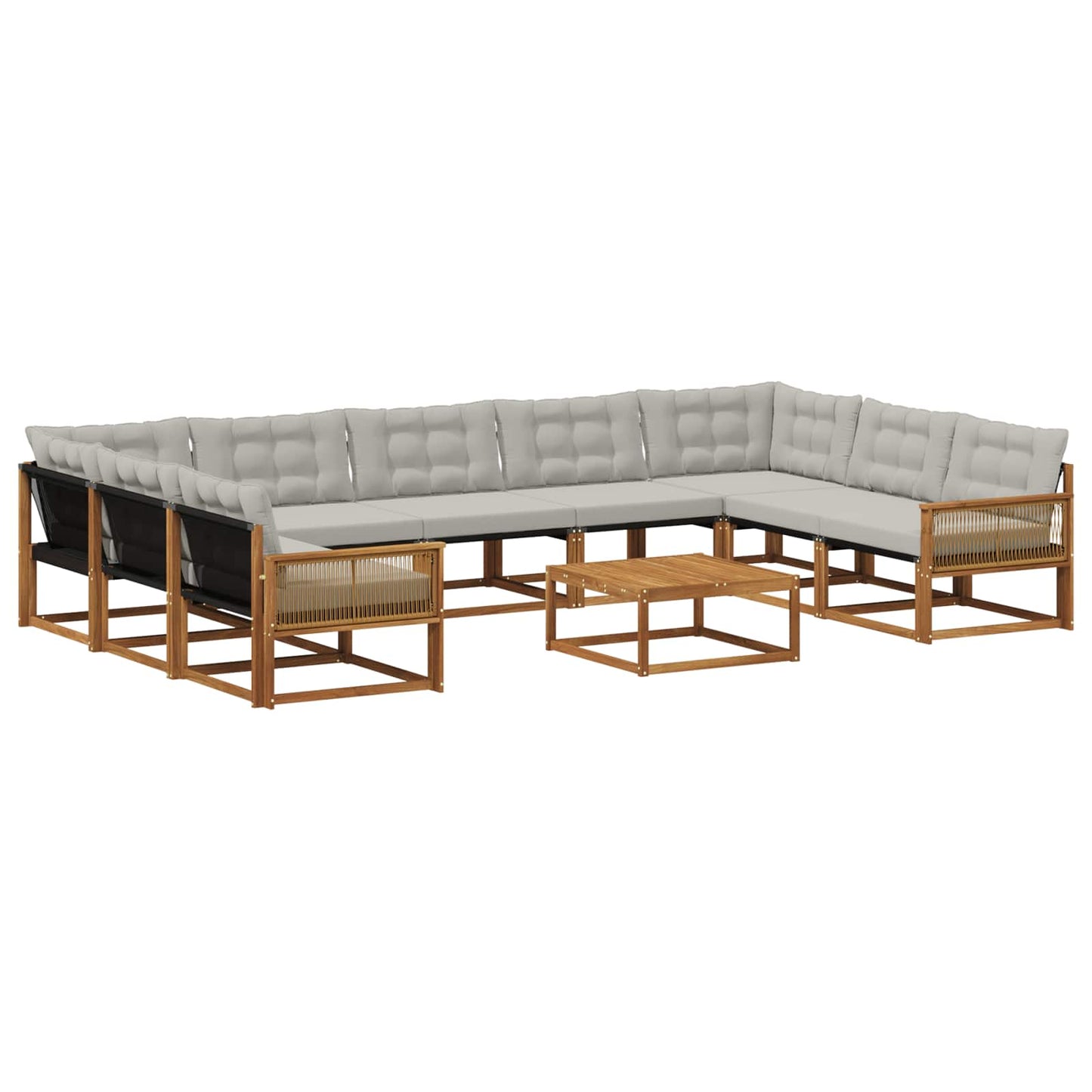 Set di divani da esterno 10 pcs Naturale e Grigio Chiaro | homemem39