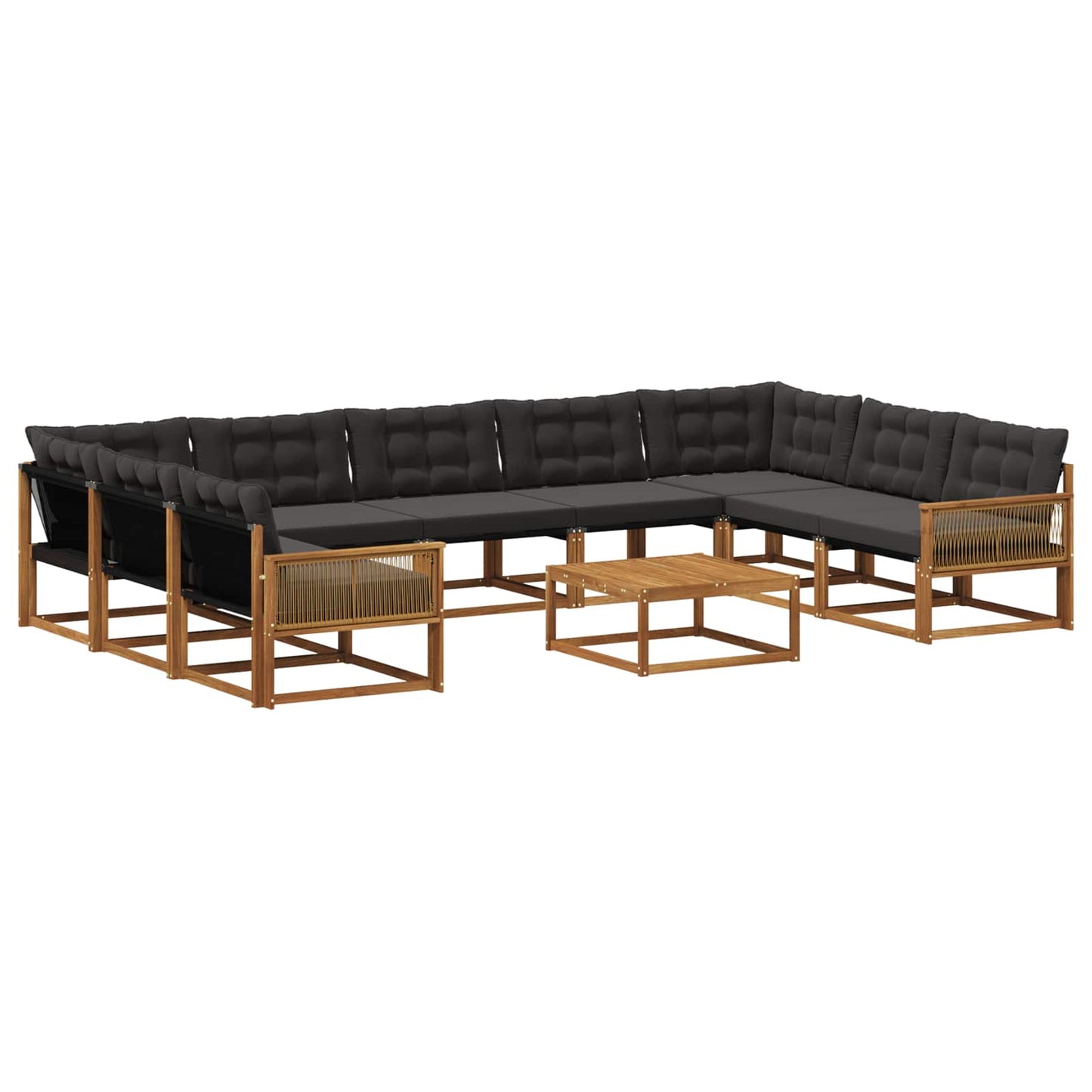 Set di divani da esterno con cuscino 10 pcs Naturale e Nero | homemem39