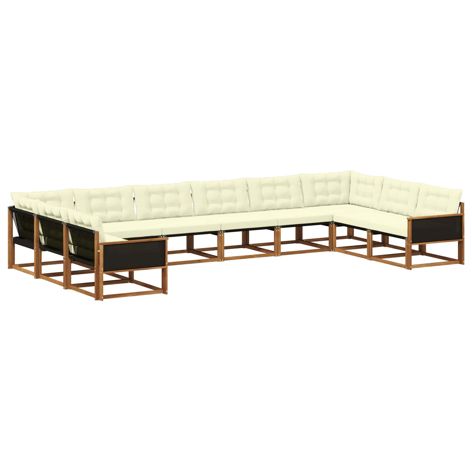 Set di divani da esterno con cuscino 10 pcs Naturale e Crema | homemem39