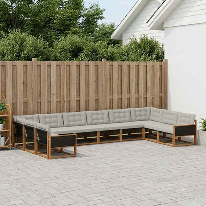 Set di divani da esterno 10 pcs Naturale e Grigio Chiaro | homemem39