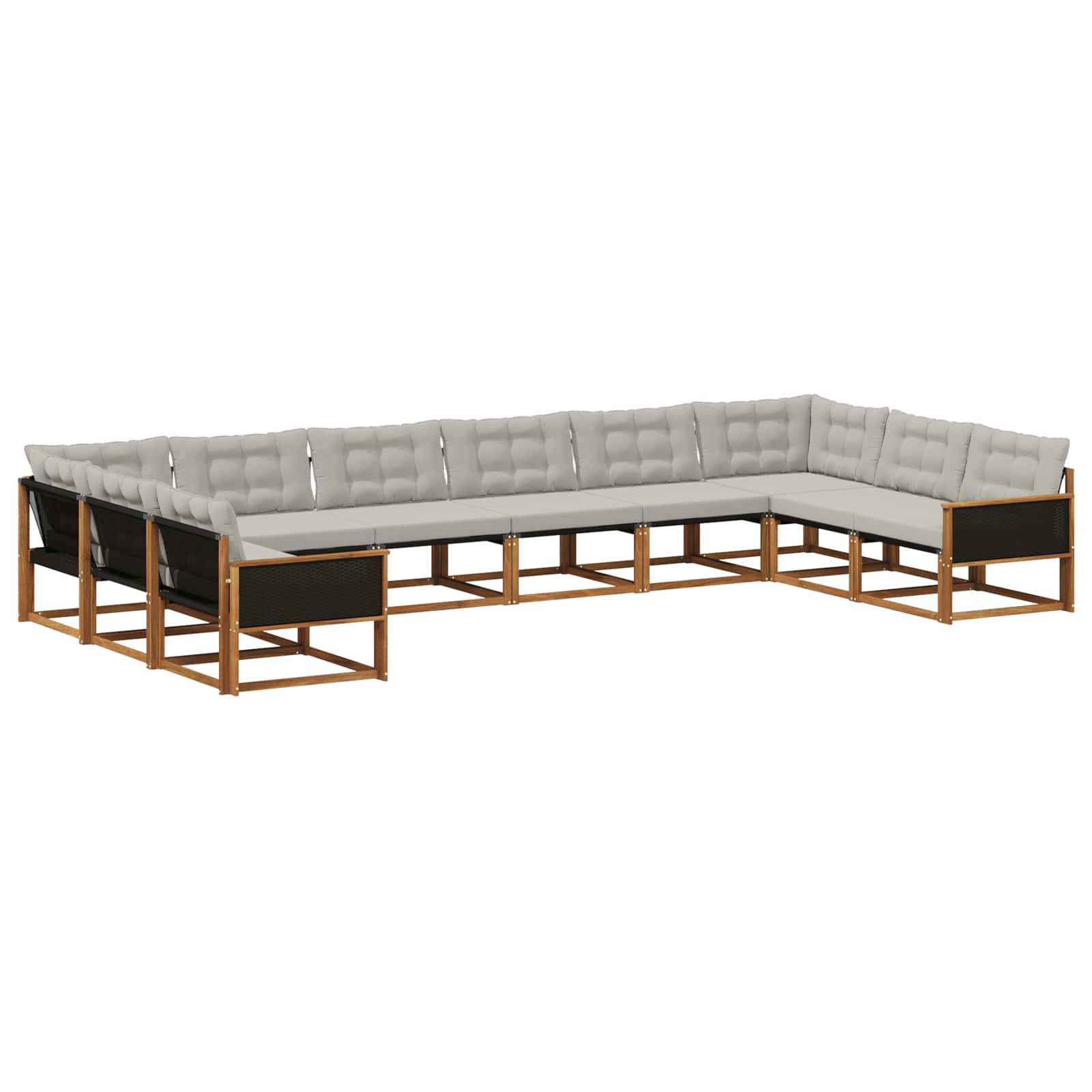 Set di divani da esterno 10 pcs Naturale e Grigio Chiaro | homemem39
