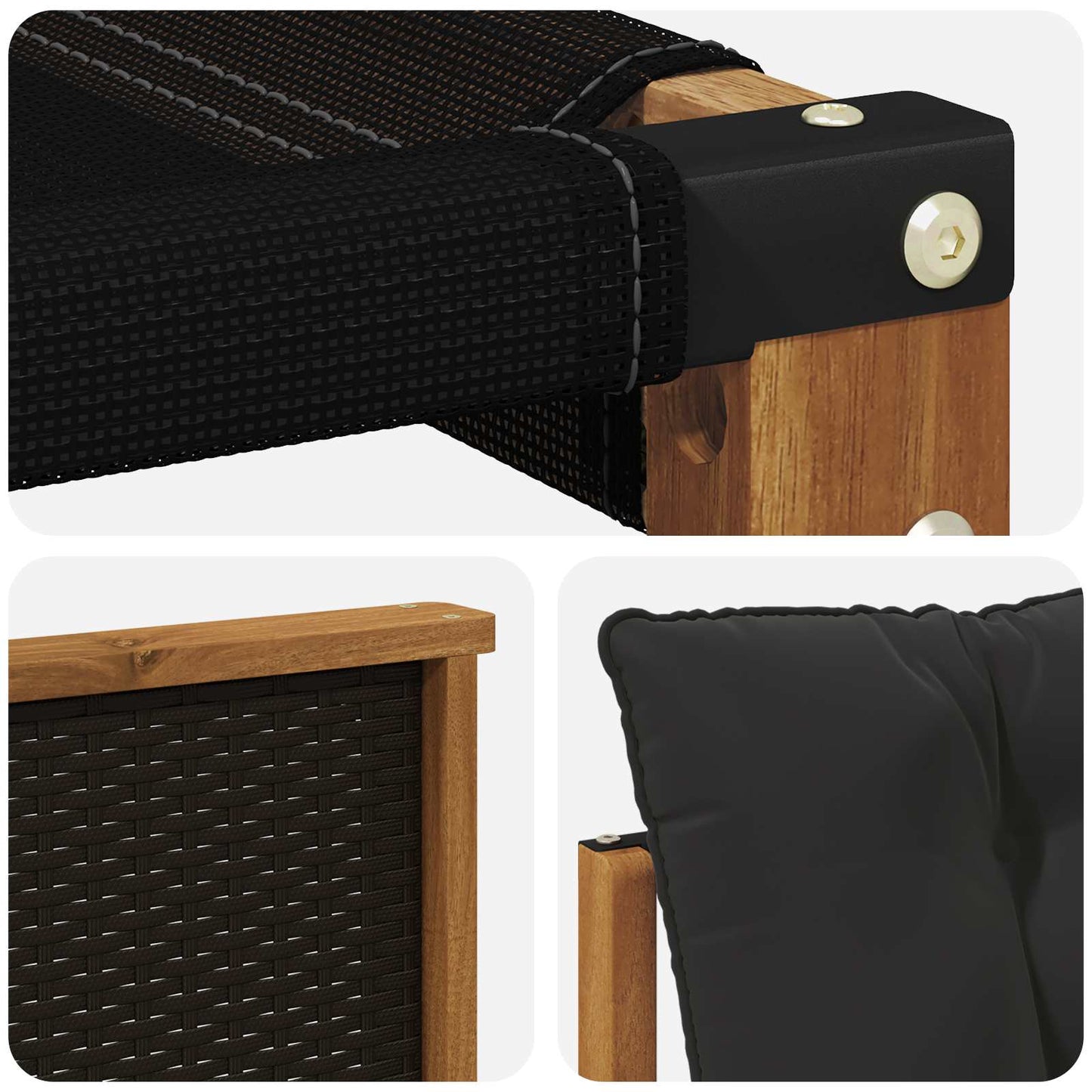 Set di divani da esterno con cuscino 10 pcs Naturale e Nero | homemem39
