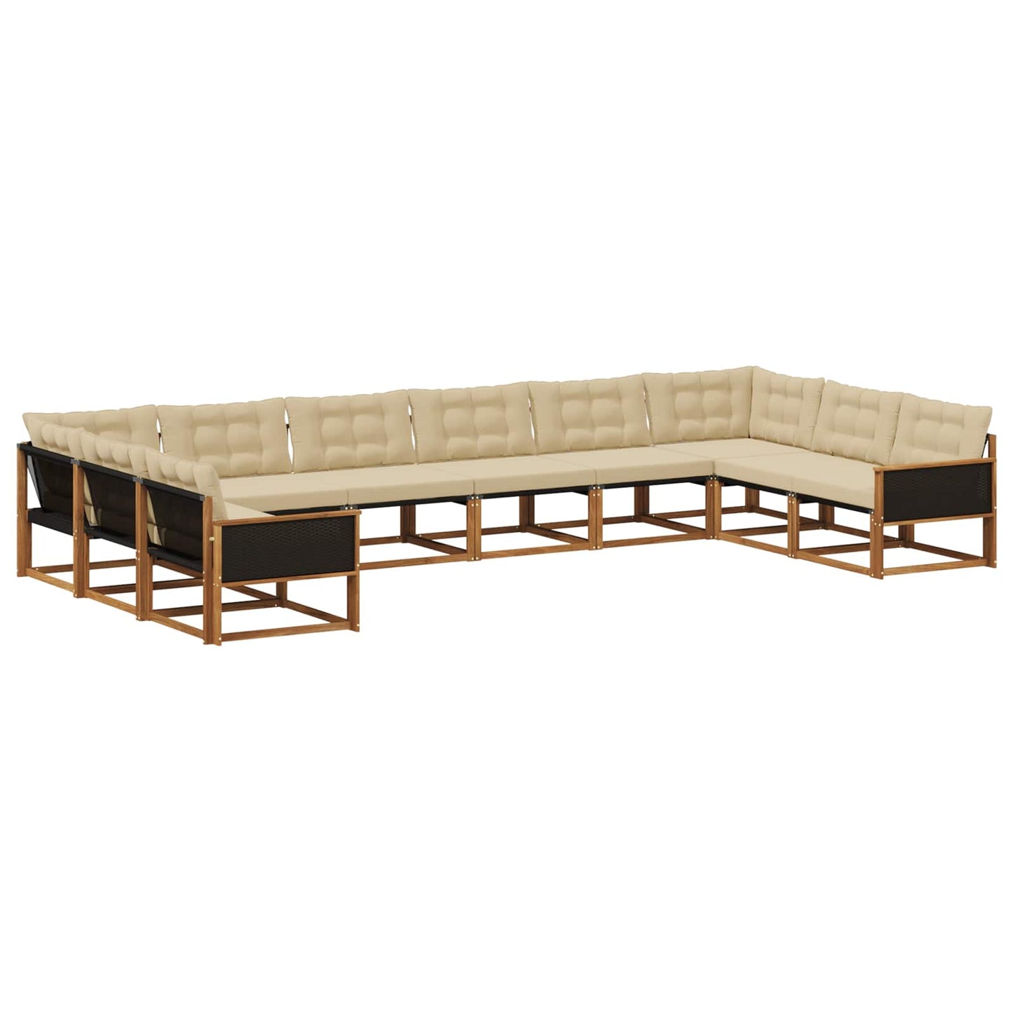 Set di divani da esterno con cuscino 10 pcs Naturale e Beige | homemem39