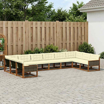 Set di divani da esterno con cuscino 10 pcs Naturale e Crema | homemem39