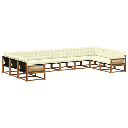 Set di divani da esterno con cuscino 10 pcs Naturale e Crema | homemem39