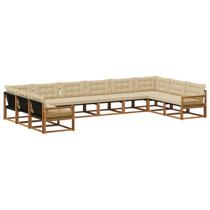 Set di divani da esterno con cuscino 10 pcs Naturale e Beige | homemem39