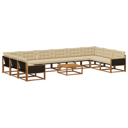 Set di divani da esterno con cuscino 11 pcs Naturale e Beige | homemem39