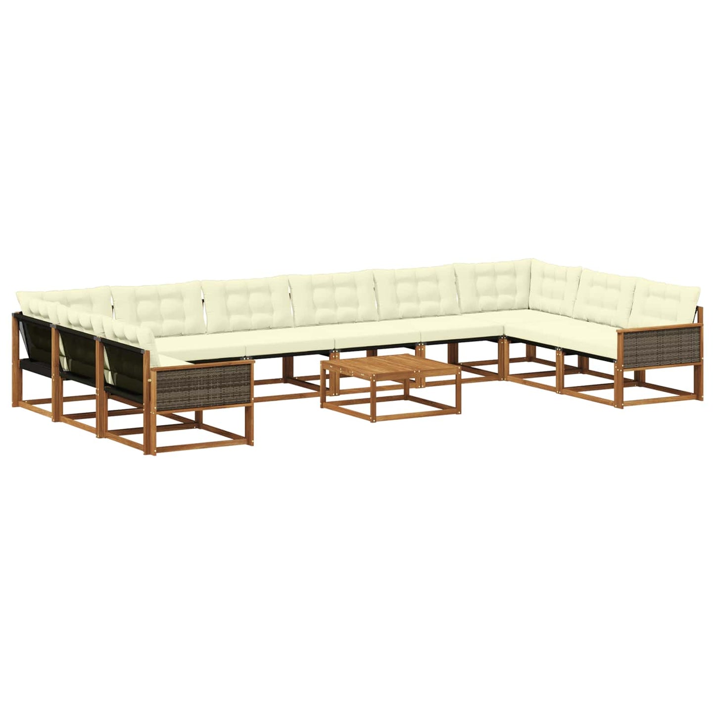 Set di divani da esterno con cuscino 11 pcs Naturale e Crema