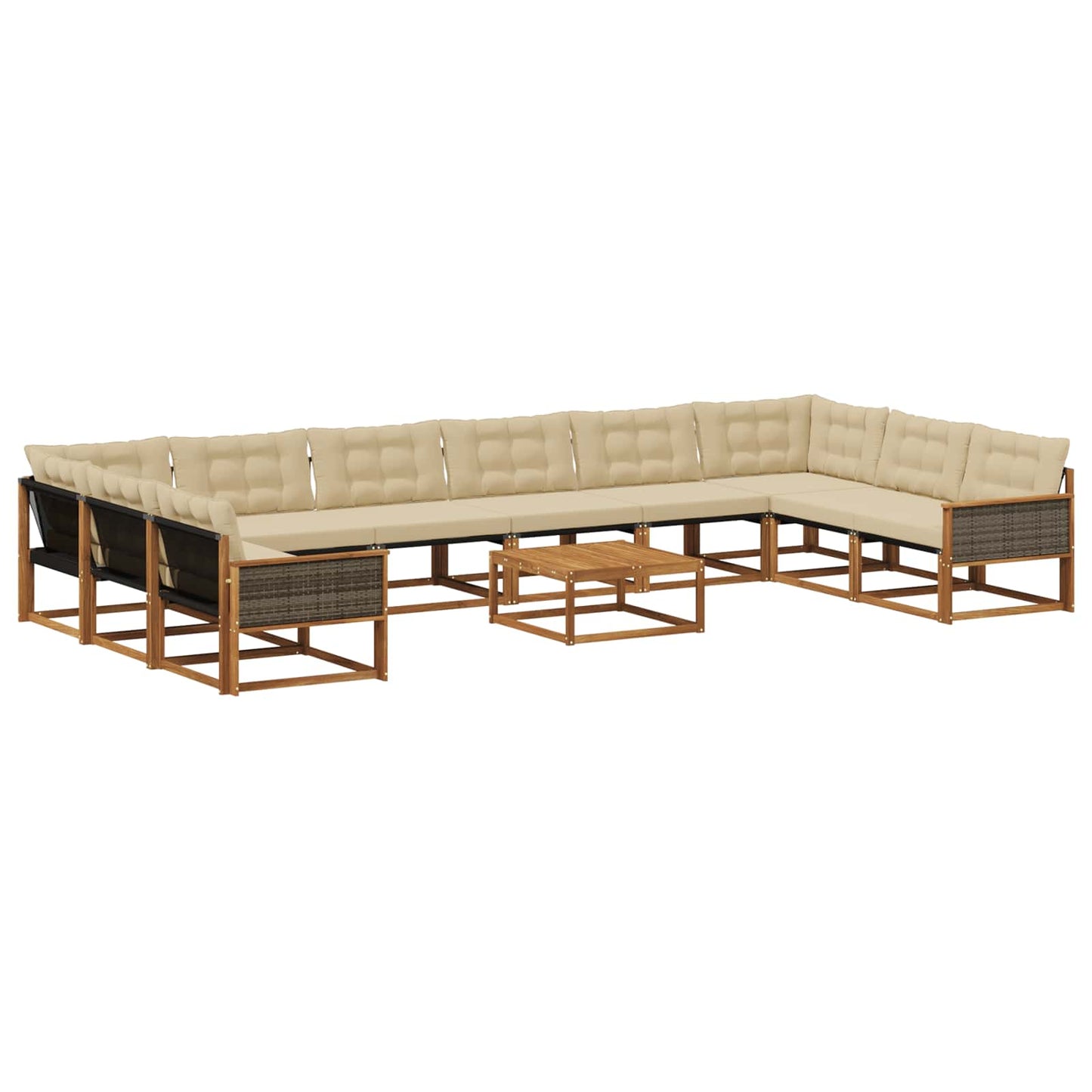 Set di divani da esterno con cuscino 11 pcs Naturale e Beige