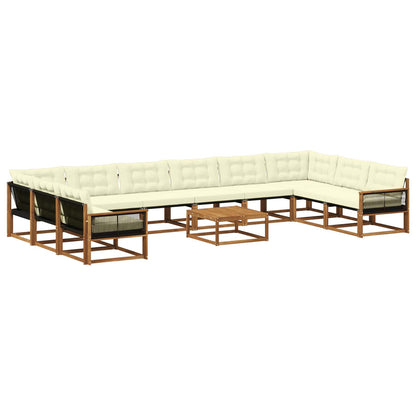 Set di divani da esterno con cuscino 11 pcs Naturale e Crema