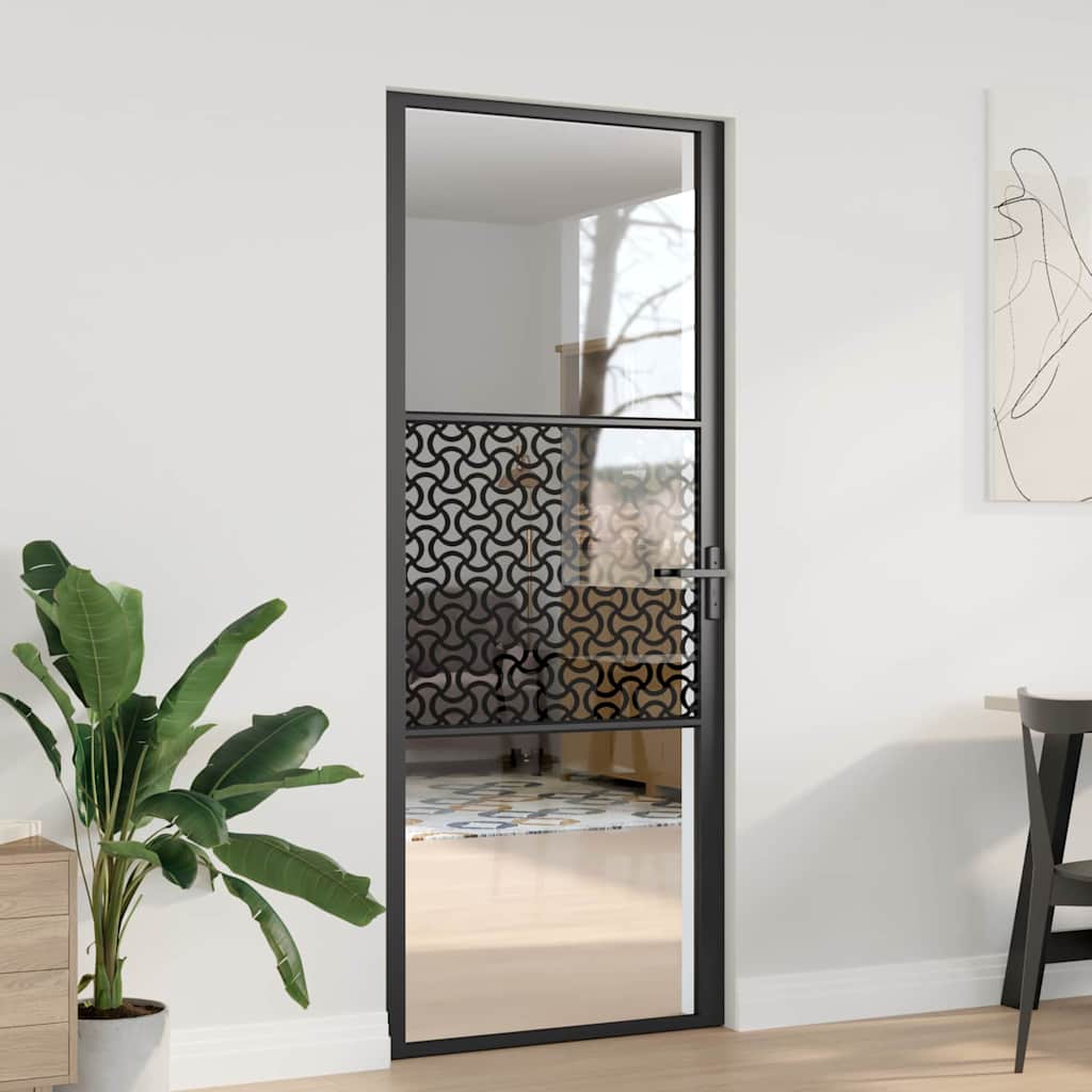 Porta in vetro Traforo Nero 83 x 3,5 x 201,5 cm Alluminio | homemem39