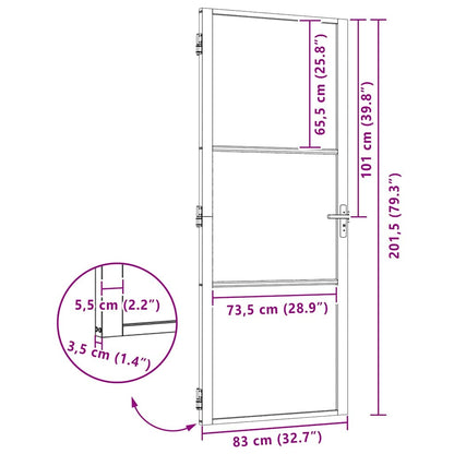 Porta in vetro Rigato Nero 83 x 3,5 x 201,5 cm Alluminio | homemem39