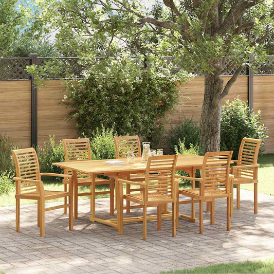 Set da Pranzo per Giardino 7 pcs Marrone 200 x 100 x 75 cm