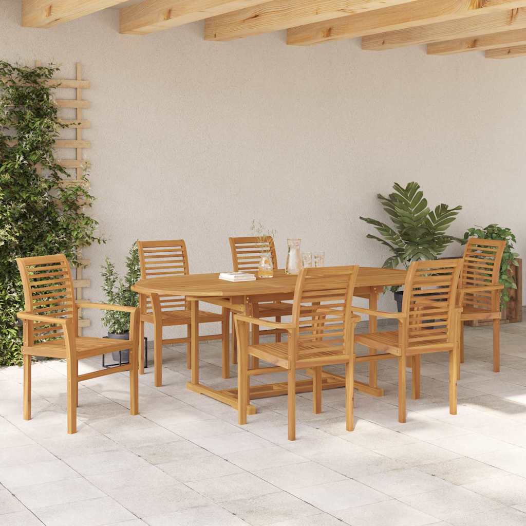 Set da Pranzo per Giardino 7 pcs Marrone 200 x 100 x 75 cm