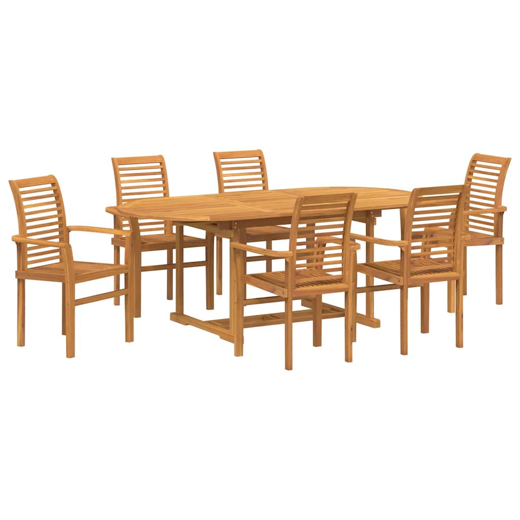 Set da Pranzo per Giardino 7 pcs Marrone 200 x 100 x 75 cm