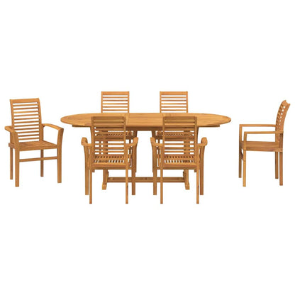 Set da Pranzo per Giardino 7 pcs Marrone 200 x 100 x 75 cm
