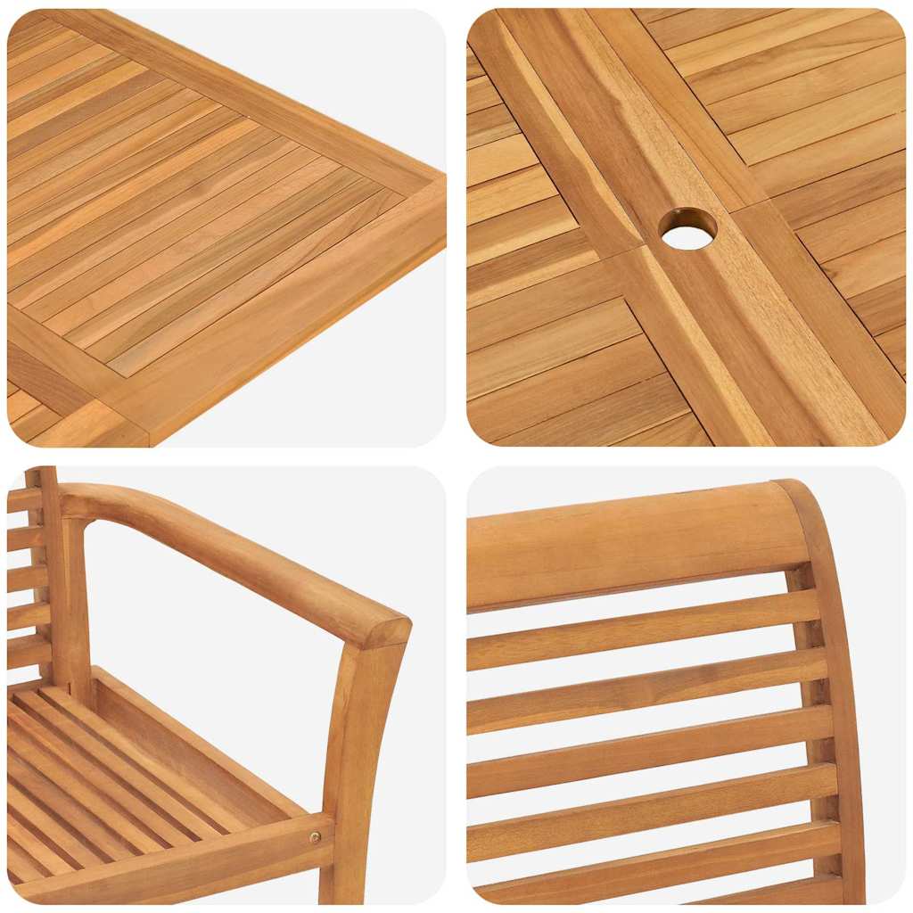 Set da Pranzo per Giardino 9 pcs Marrone Legno massello di teak
