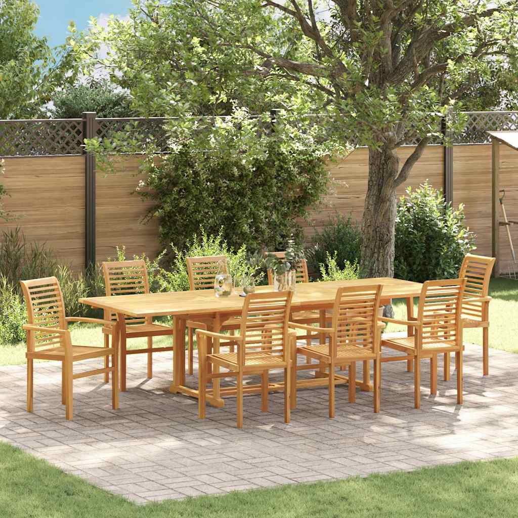 Set da Pranzo per Giardino 9 pcs Marrone Legno massello di teak