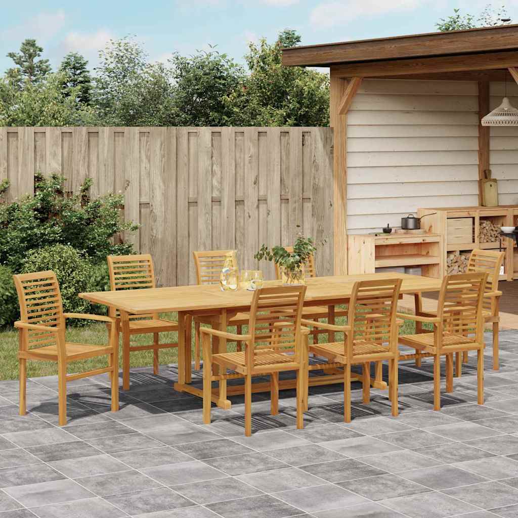 Set da Pranzo per Giardino 9 pcs Marrone Legno massello di teak