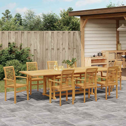 Set da Pranzo per Giardino 9 pcs Marrone Legno massello di teak