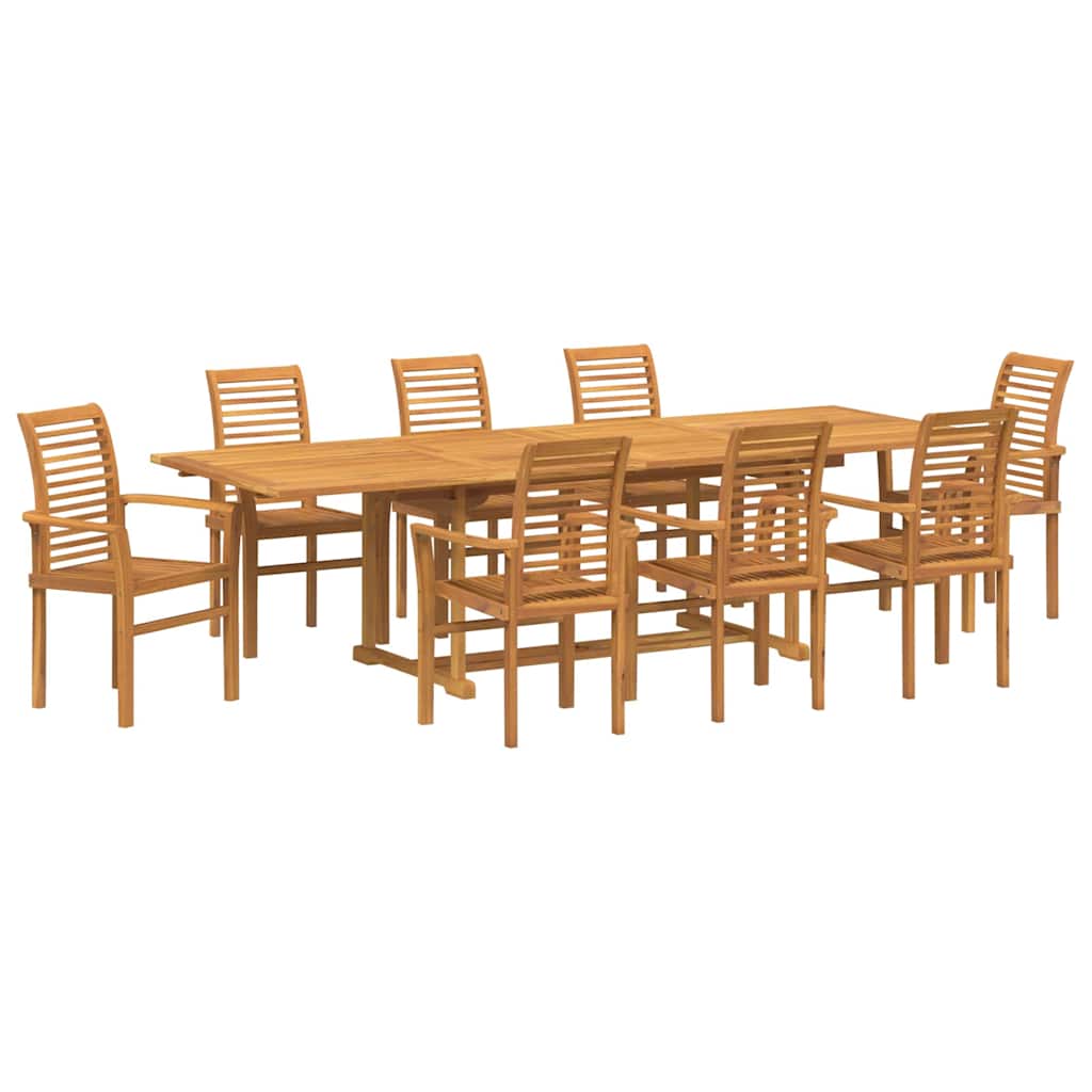Set da Pranzo per Giardino 9 pcs Marrone Legno massello di teak