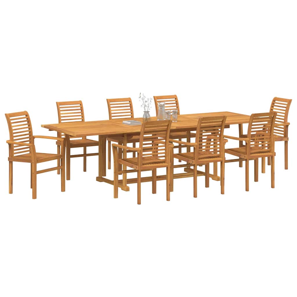 Set da Pranzo per Giardino 9 pcs Marrone Legno massello di teak